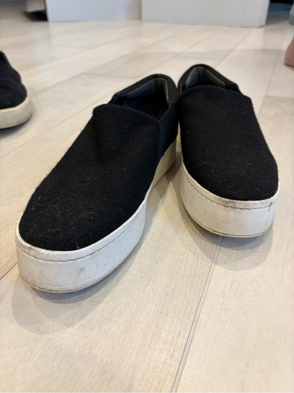 Vince Black Slip-On Platform Sneakers with White Sole